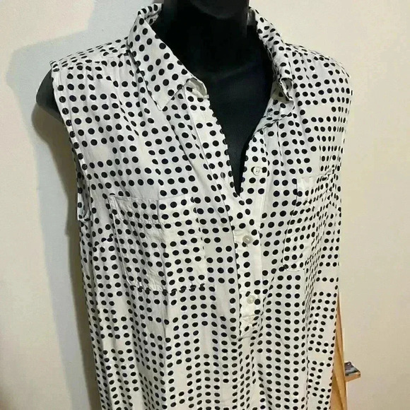 Gap Frances polka dot dress size small white/navy blue - Picture 2 of 10